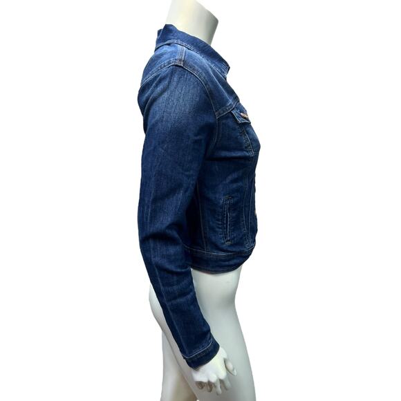 Maurices Dark Wash Denim Jean Jacket Copper Buttons Size Small Classic Fit - Picture 4 of 8